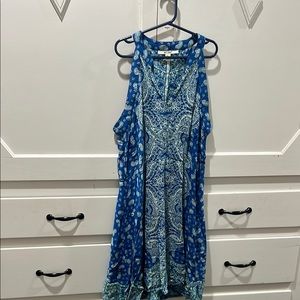 Blue Paisley Sleeveless Dress.